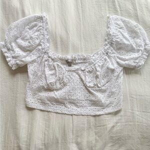 White Eyelet Puff Sleeve Top